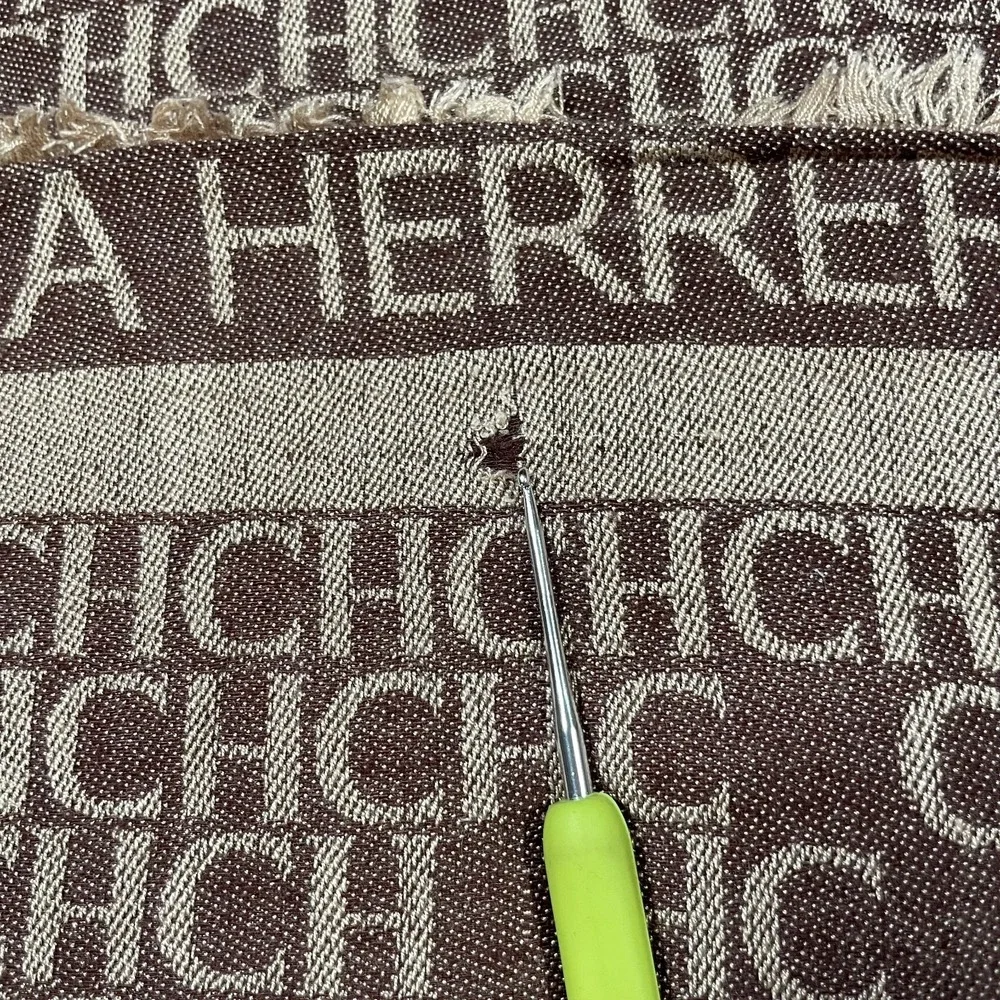 CH‎ Carolina Herrera CH Initials140 Shawl Scarf Chocolate Brown Monogram Silk